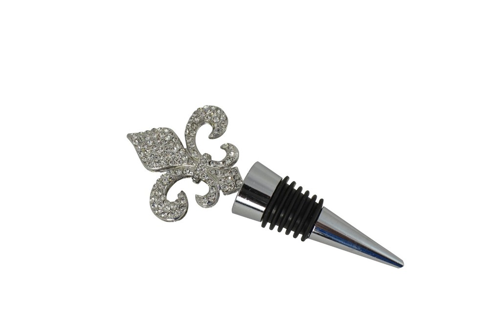 4" Metal Silver Fleur De Lis Wine Bottle Stopper