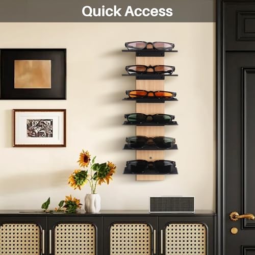 SEKSON Sunglasses Organizer for Wall, Solid Wood Sunglass Holder Display 1