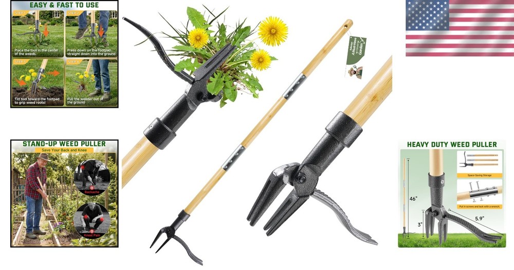 Heavy-Duty Steel Weed Puller Tool - Ergonomic, Effortless Design for All Ages
