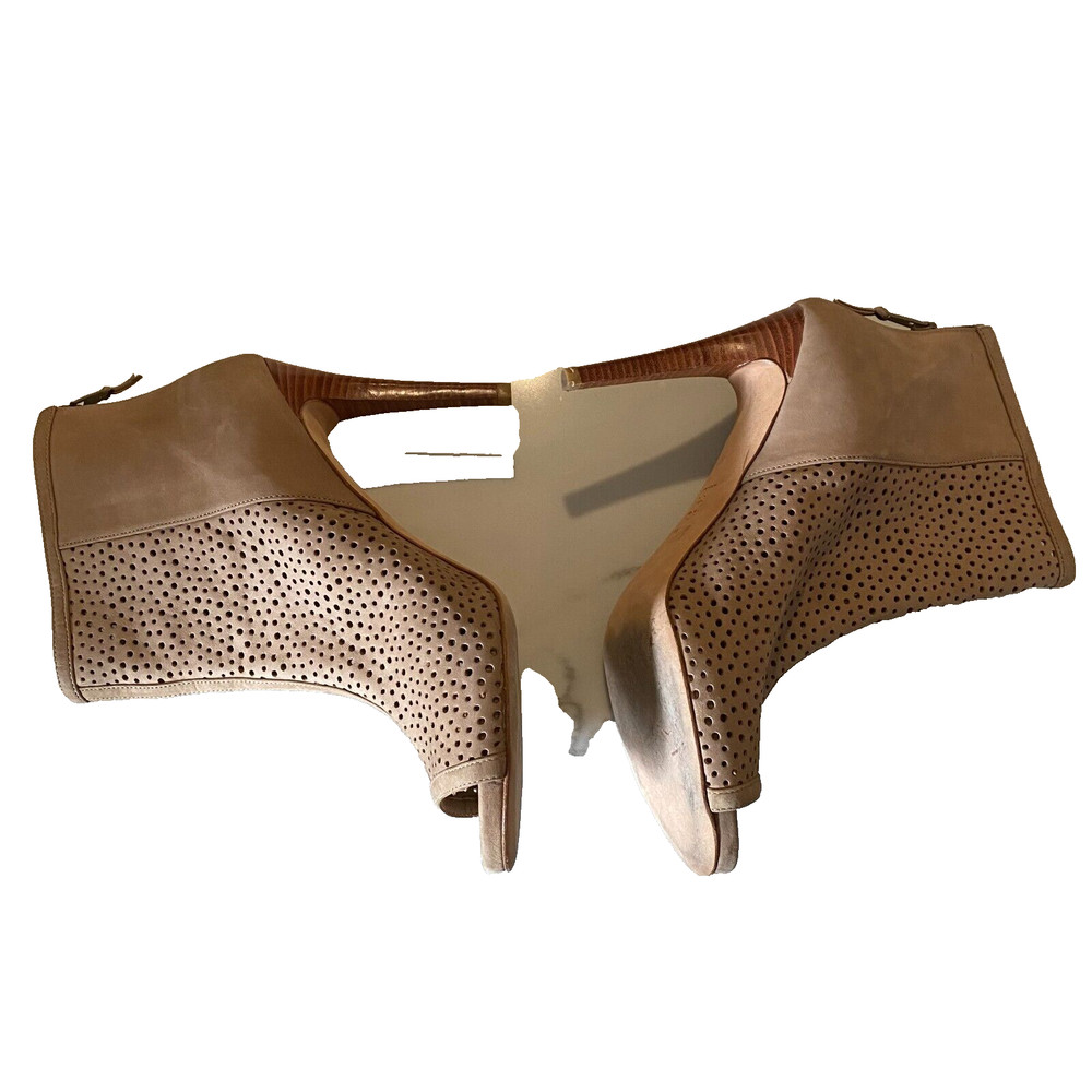 stuart weitzman booties size 9.5 tan perforated open toe