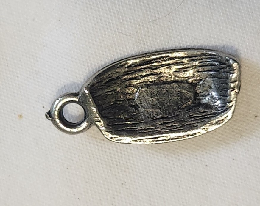 1 Kitty Bowl Pewter Charm .75"