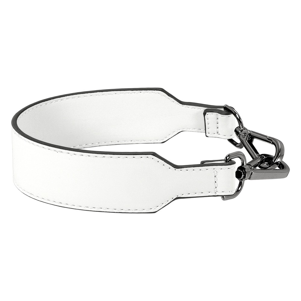 16 Inch Leather Purse Strap, Plain Pattern with Black Buckle, White