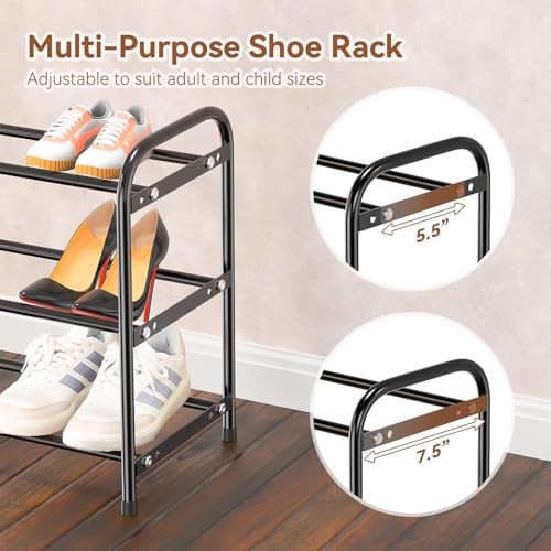 3 Tier Shoe Rack Expandable 18“-32” Adjustable Shoe 3 Tier Expandable Black