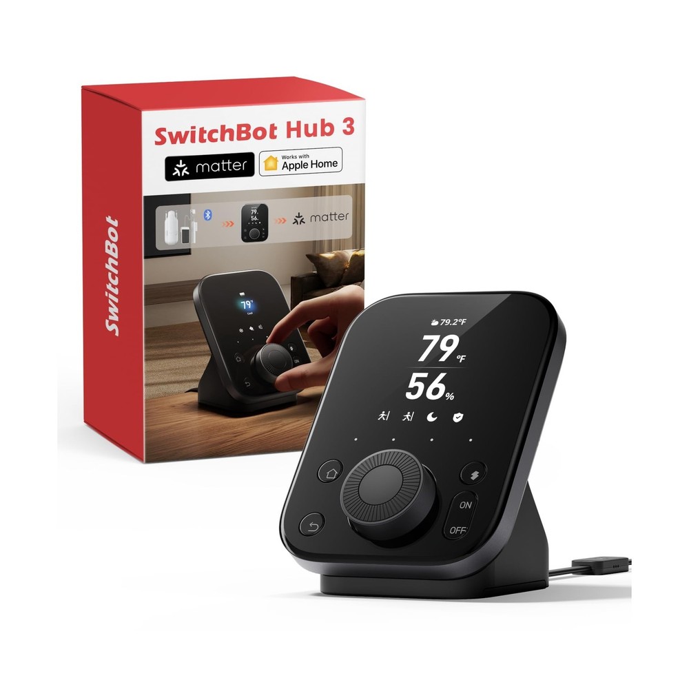 SwitchBot Hub 3 (3rd Gen), Smart Home Hub with 2.4" IPS Screen & Knob Control...