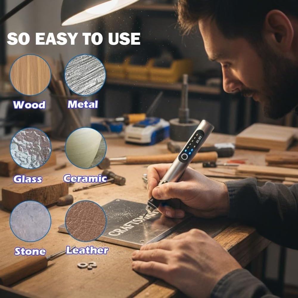 Beginner’s Engraving Pen Set with USB Charging & Adjustable Speed for All Crafts