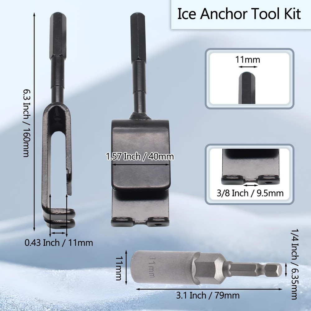 Qjaiune Universal Ice Anchor Tool Drill Adapter Kit, 1 Ice...