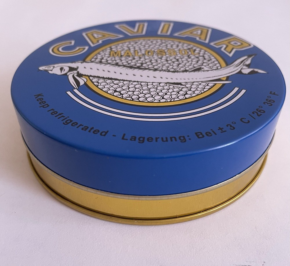 Caviar Sturgeon Empty Tin NEW, 125g Capacity