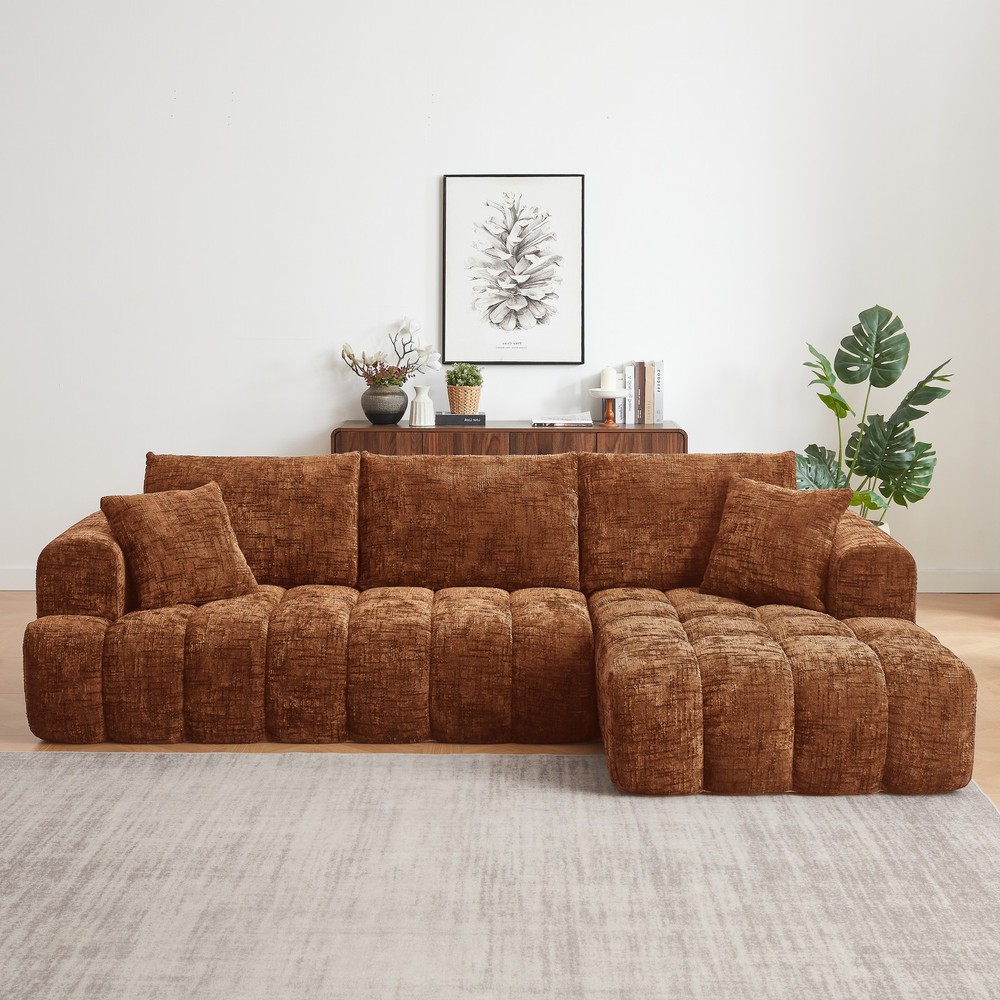 Chenille L-Shape Luxury Sectional Oversized Sofa,Mnimalist Design,Comfy Slee