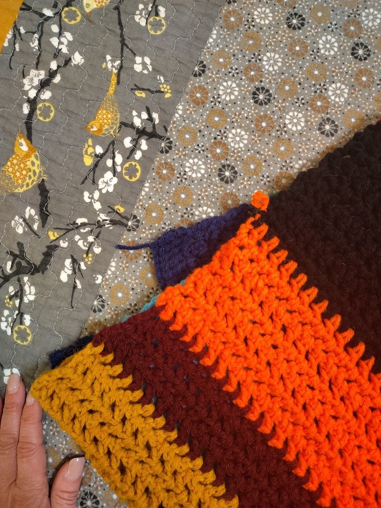Handmade Crochet Afghan/Lap Throw 46" x 56" Stitched Rainbow