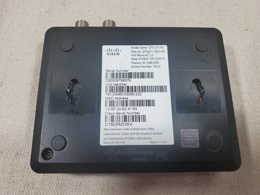 Cisco DTA 271HD Digital Transmitter Adapter TWC Converter Box & Power Supply