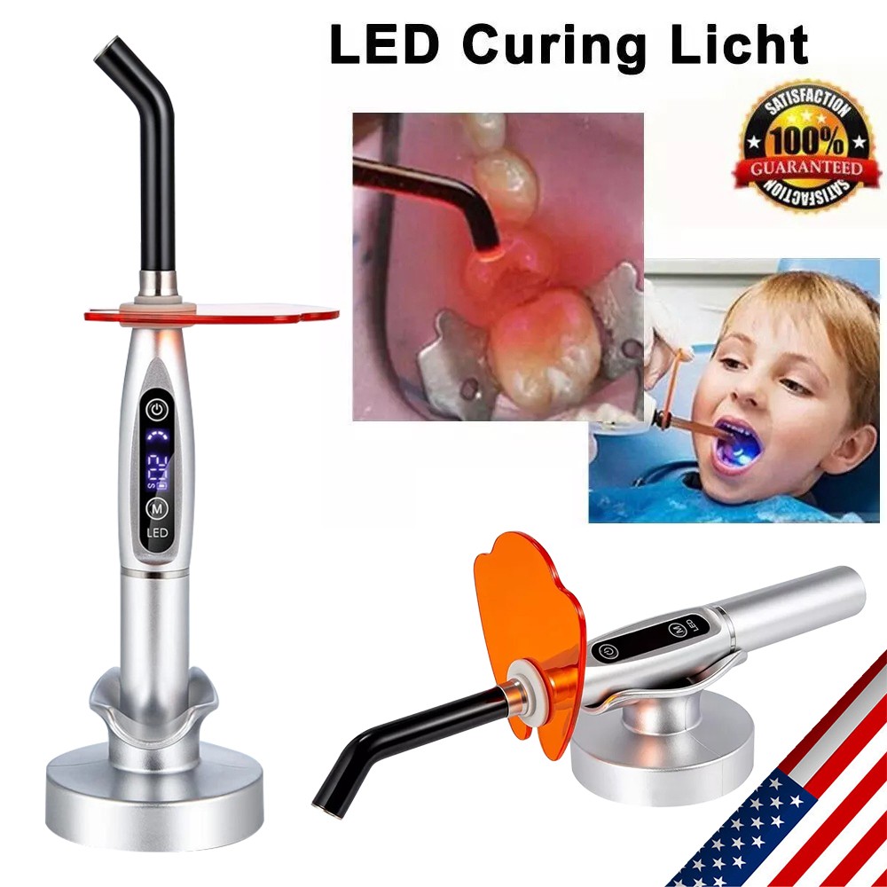 5W Dental Wireless Cordless LED Curing Light Lamp 2000mw Cures Silver