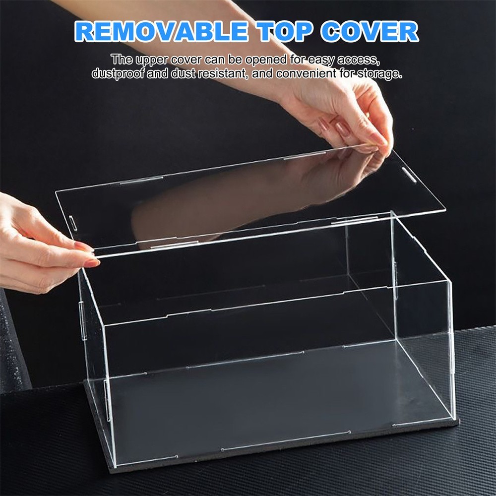 Display Case For 1/18 Scale Model Car with Black Base Clear Storage Stand Box