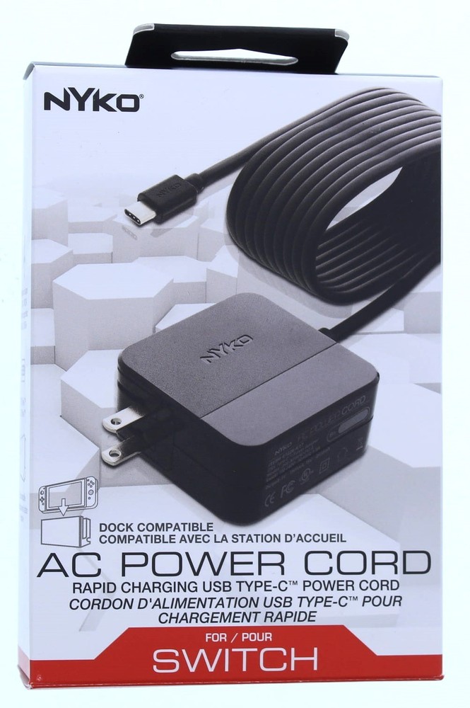 Nyko AC Rapid Charging USB-C Power Cord for Switch