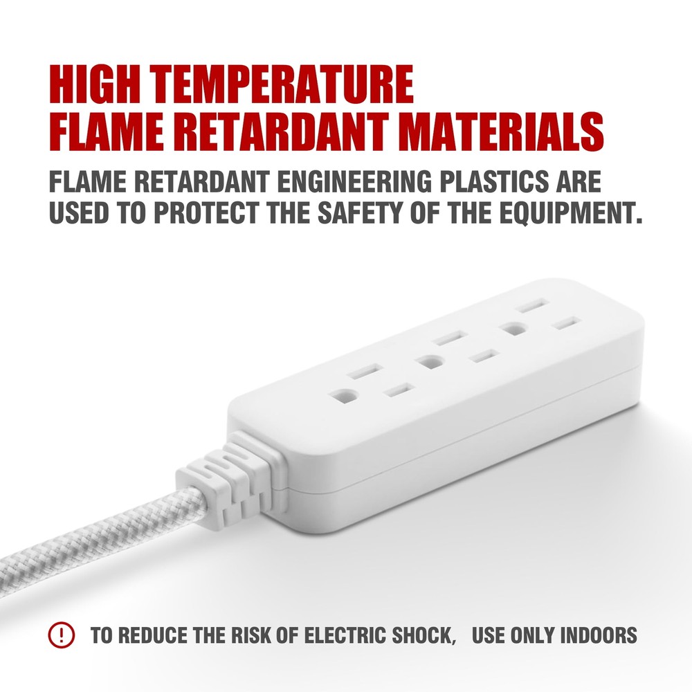 Indoor 3-Outlet 2ft , White