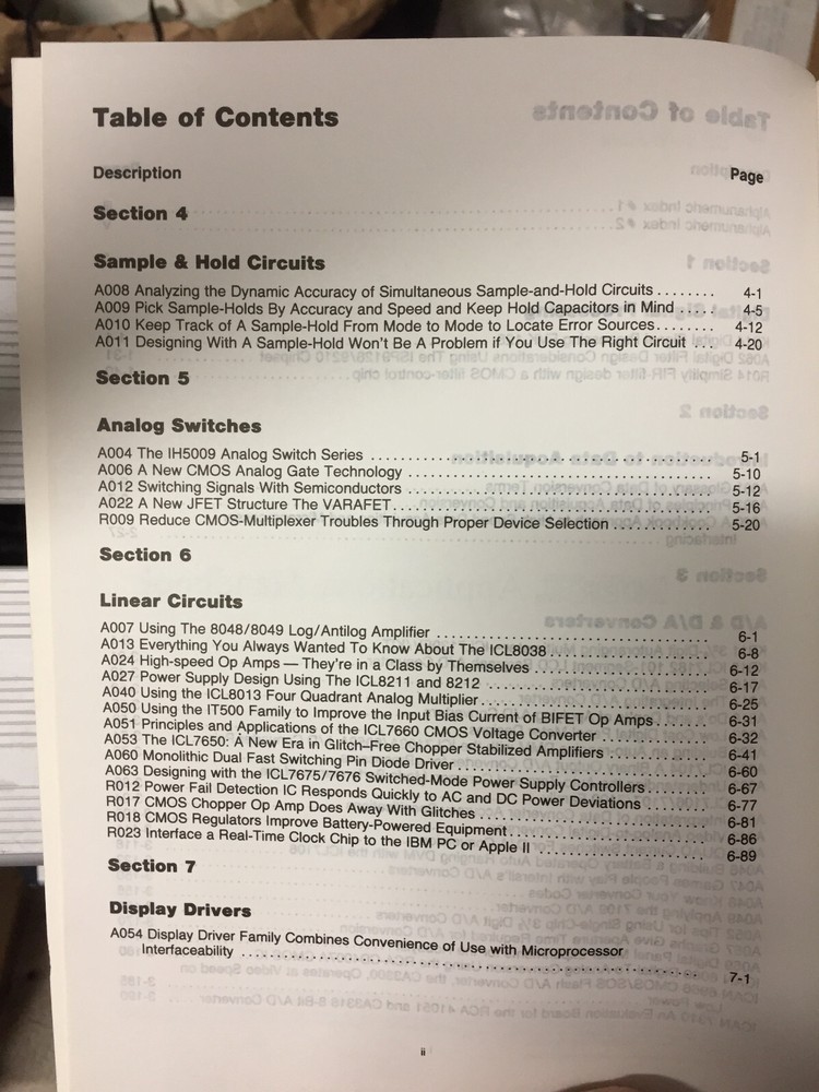 Data Book = Intersil GE Semiconductor Component Catalog Applications 1987/1988 =