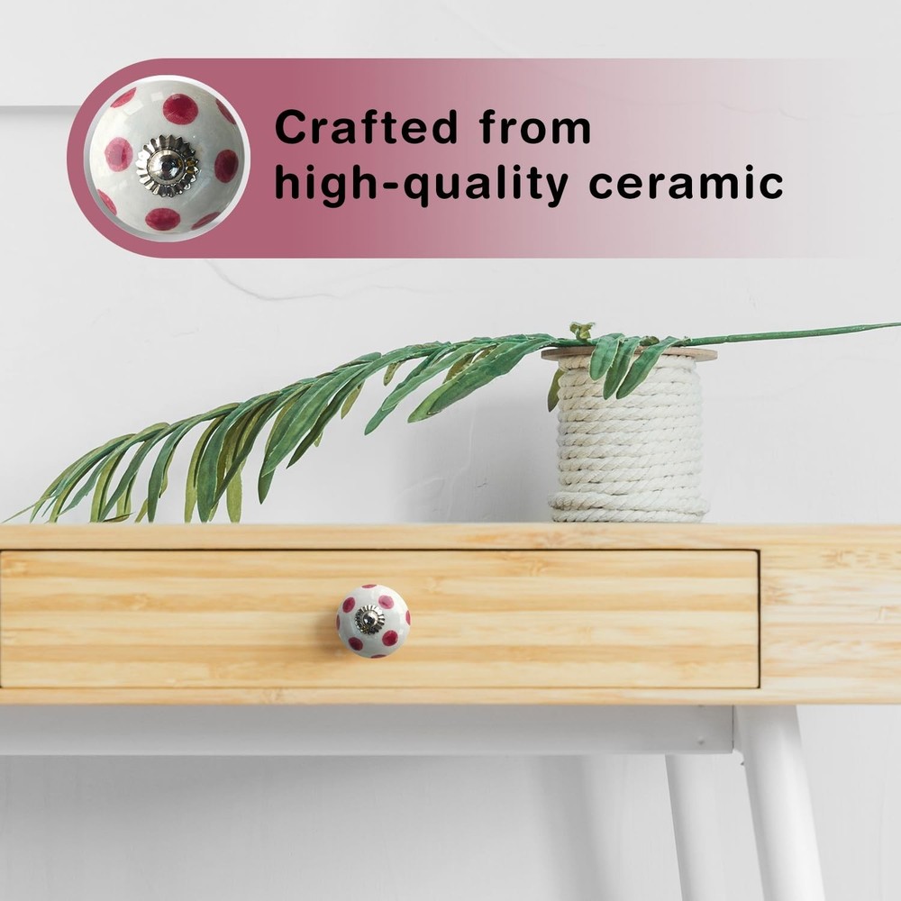 Handamde Pink Ceramic Stone Cabinet Knobs, Vintage Decorative Drawer Pulls fo...