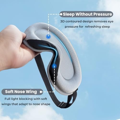Sleep Mask, 100% Light Blocking, Zero Pressure Design with Adjustable Strap