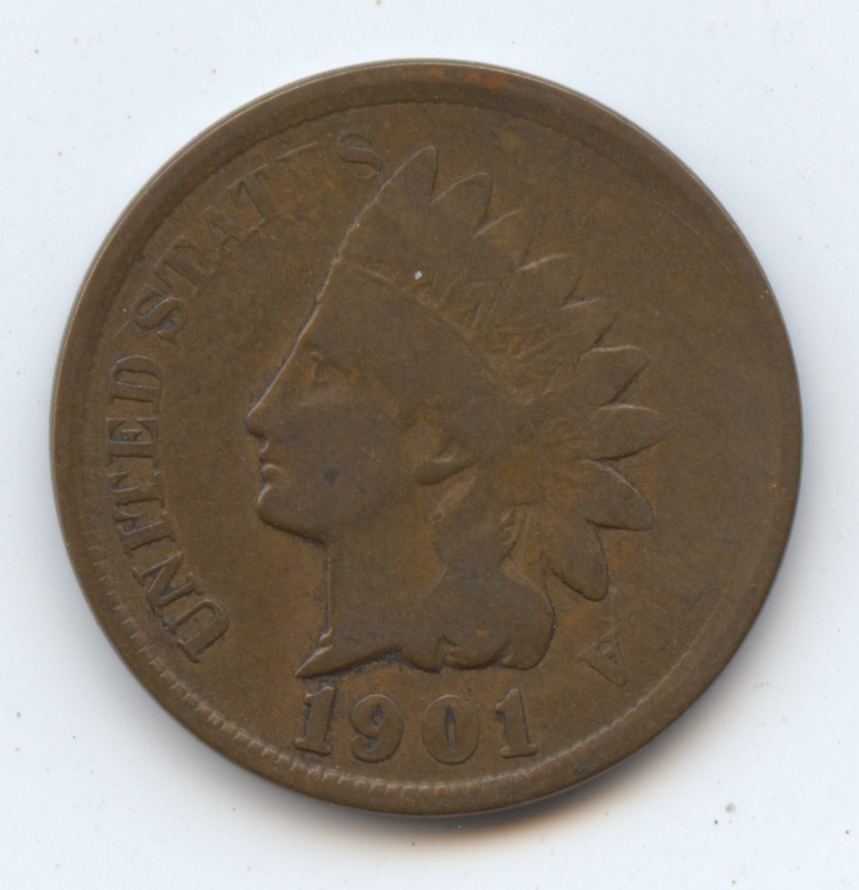 Error 1901 Indian Cent (#6559) Weak Strike.