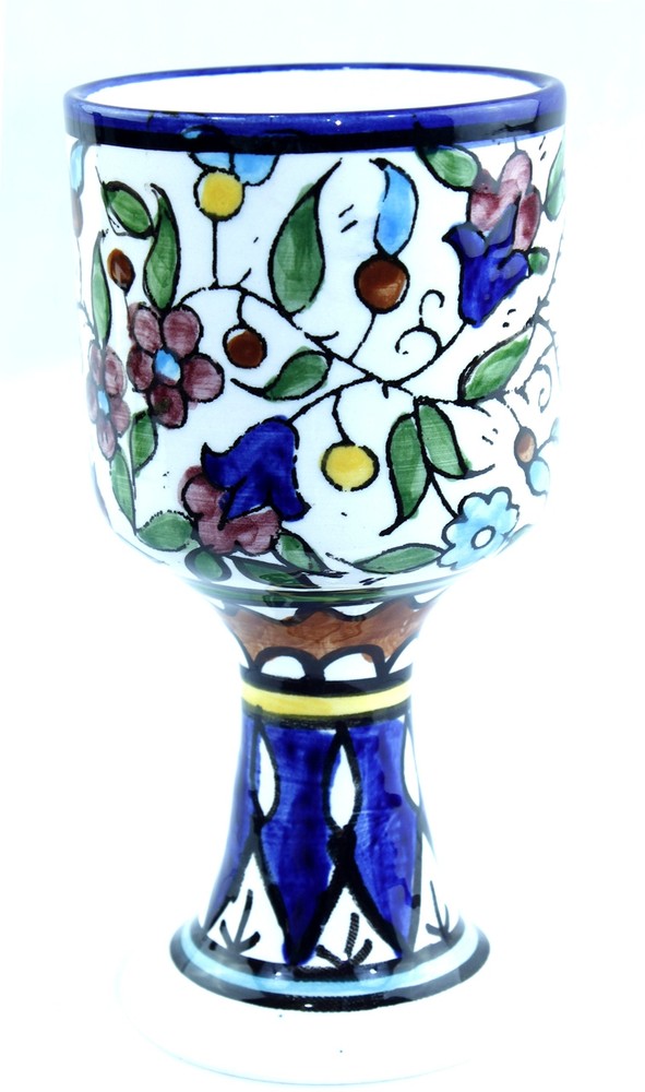 Miriam Seder Kiddush Ceramic Passover Cup or goblet and plate - 6 Inches