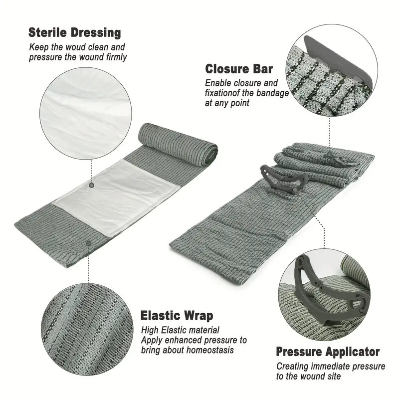 5 PACK 6" Trauma Compression Bandage Emergency Battle Wound Dressing First Aid
