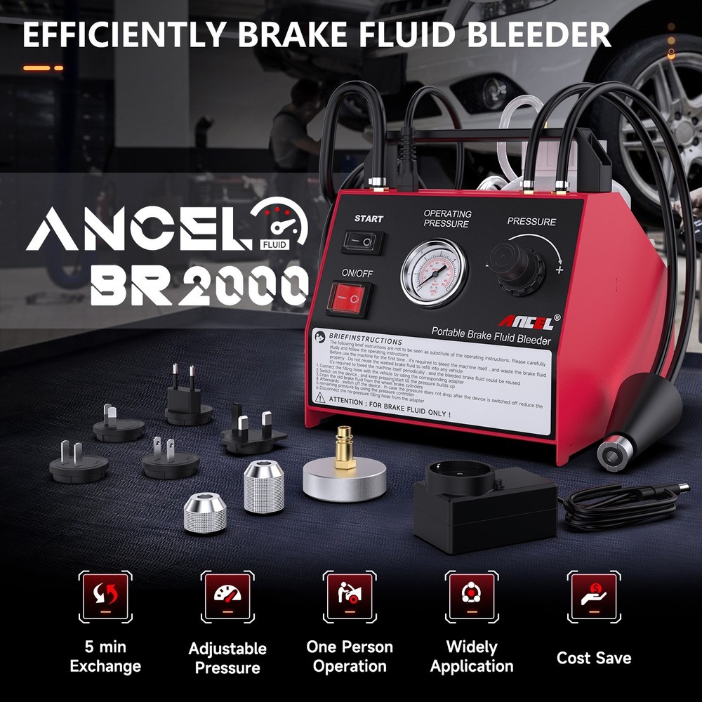 ANCEL BR2000 Brake Fluid Bleeder One-Click Exchange Machine Adjustable Pressure