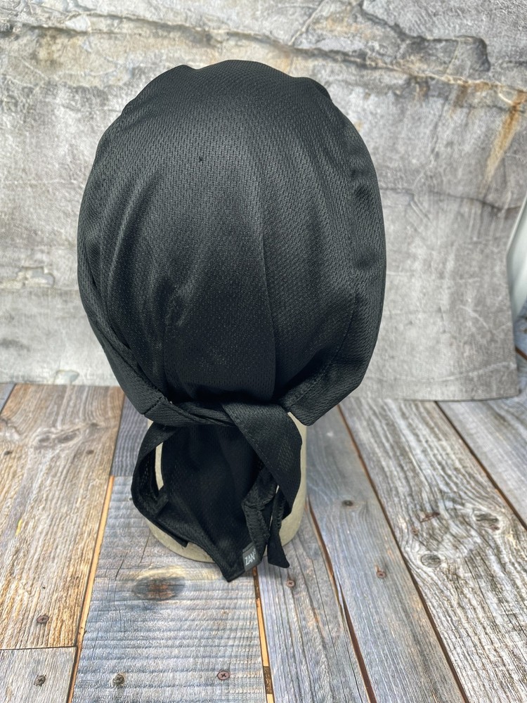 Solid Black Moisture Wicking Microfiber Headwrap Sports Durag Cap Hat Sweatband