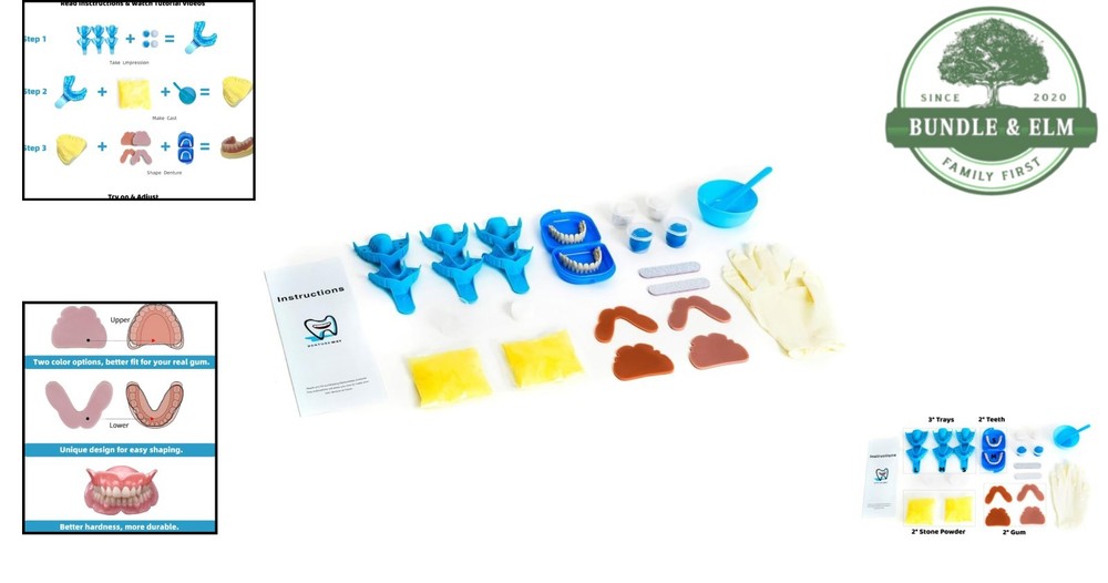 DIY Denture Kit with Impression(2 Sets of False Teeth) Small