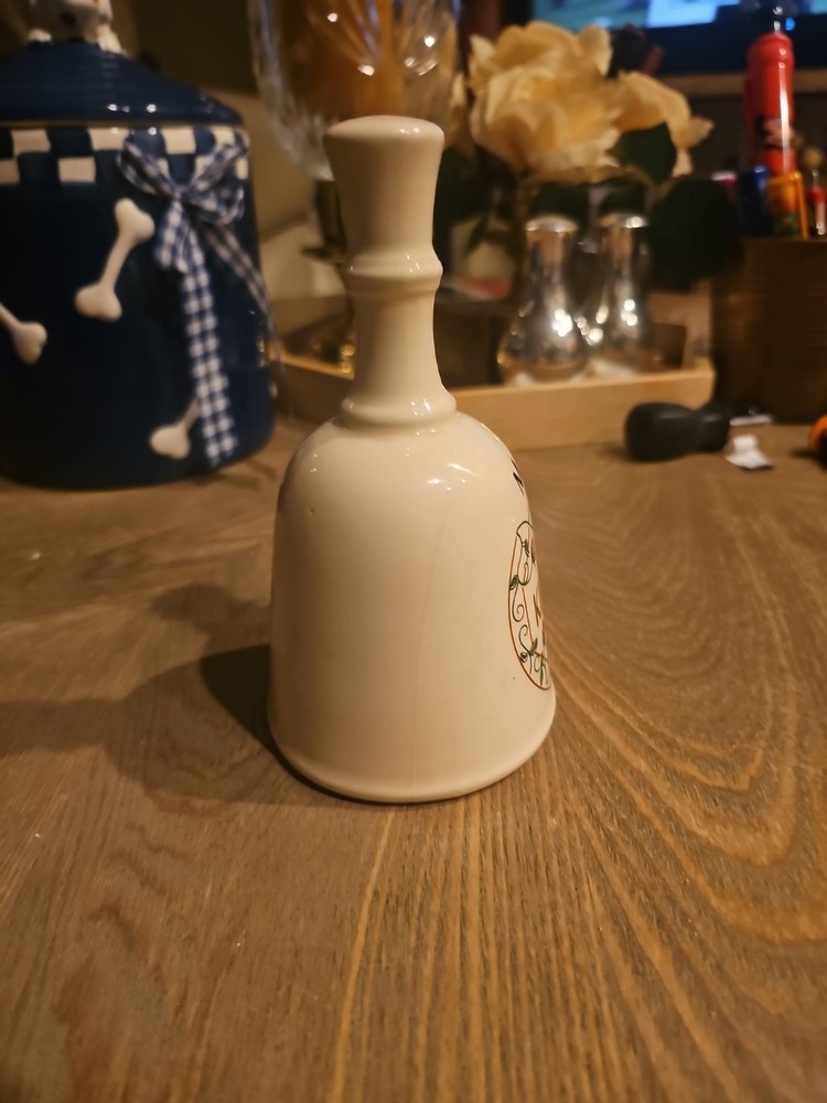 "MARY'S KITCHEN" CERAMIC BELL WITH FLOWERS FIGURINE