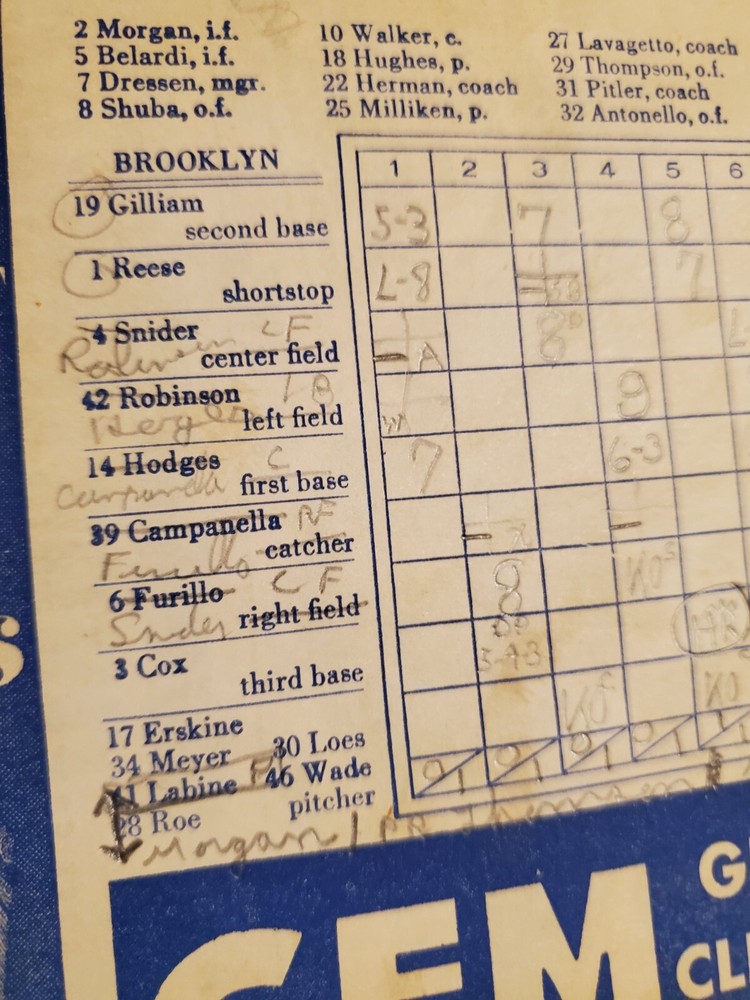 1953 Brooklyn Dodgers Program Jackie Robinson Base Hit Rare Vintage