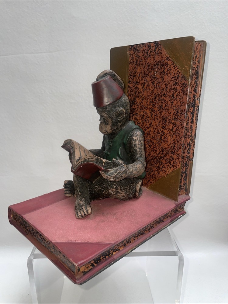 Vintage Monkey In A Fez Hat Bookend