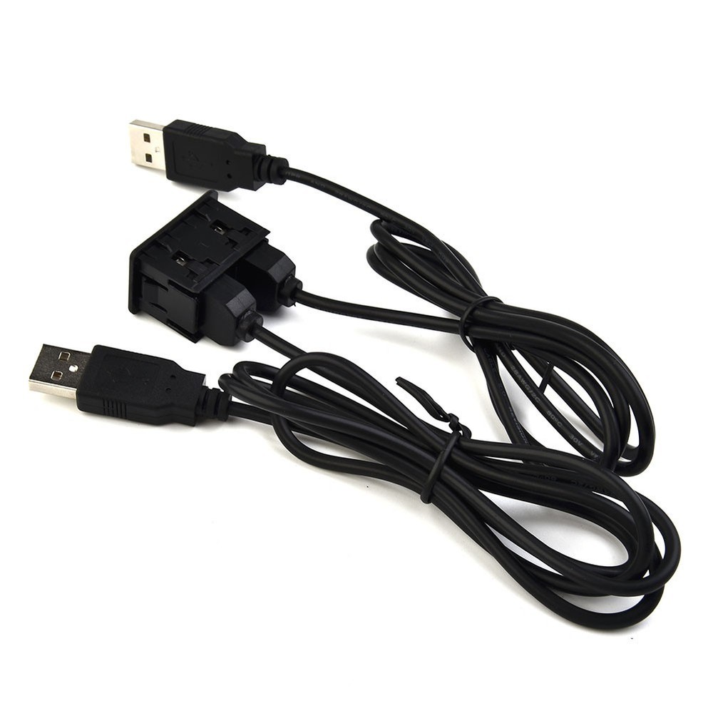 150CM Car-Dash Flush Mount AUX USB Port Panel Dual USB Extension Adapter Cable