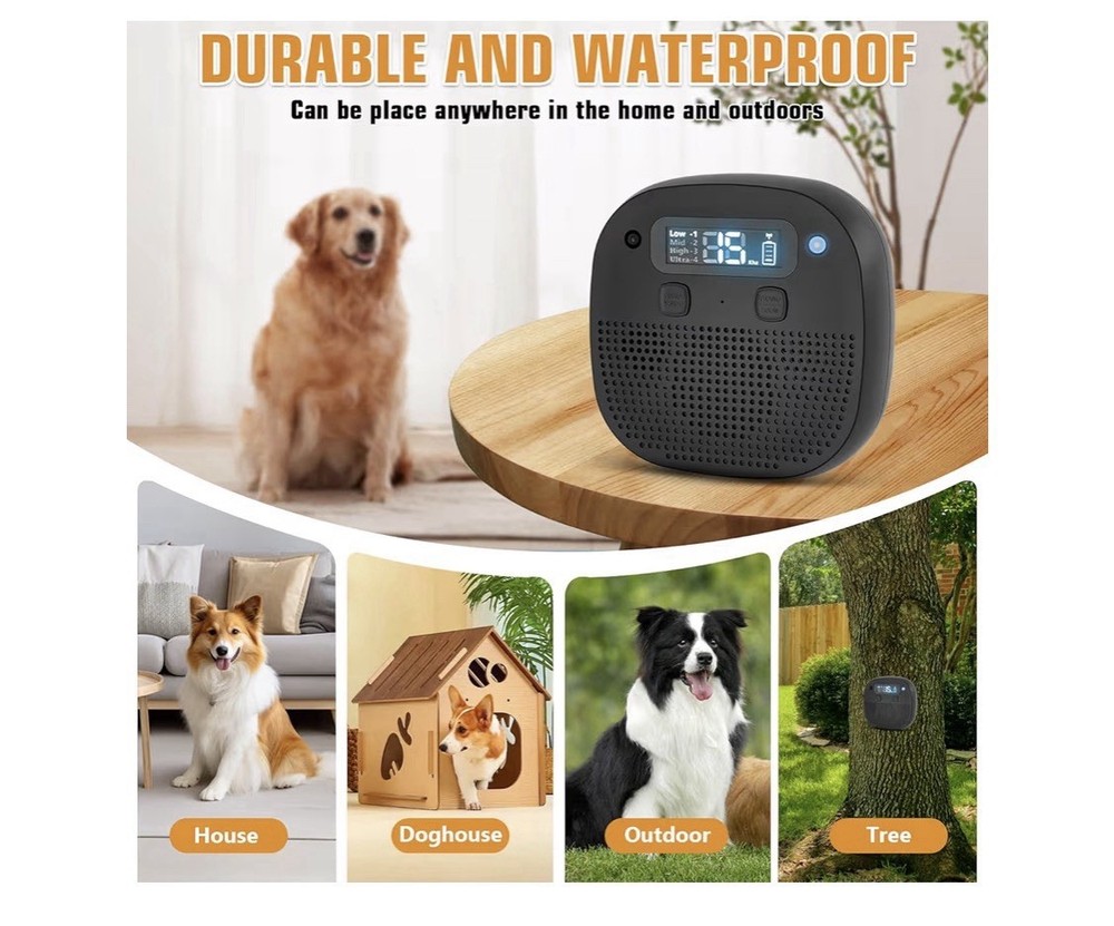 Ultrasonic Anti Barking Device Remote Control Waterproof Multiple Modes