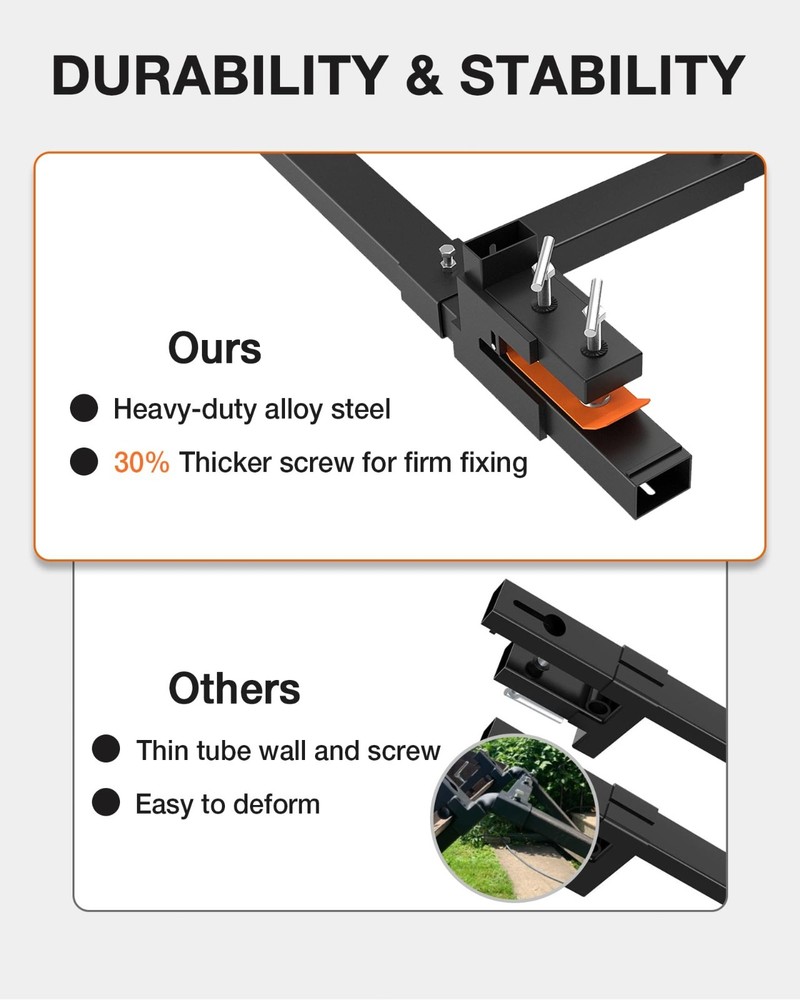 60" Clamp-On Pallet Forks 2000LB Capacity Adjustable Fork Attachment Pallet Fork