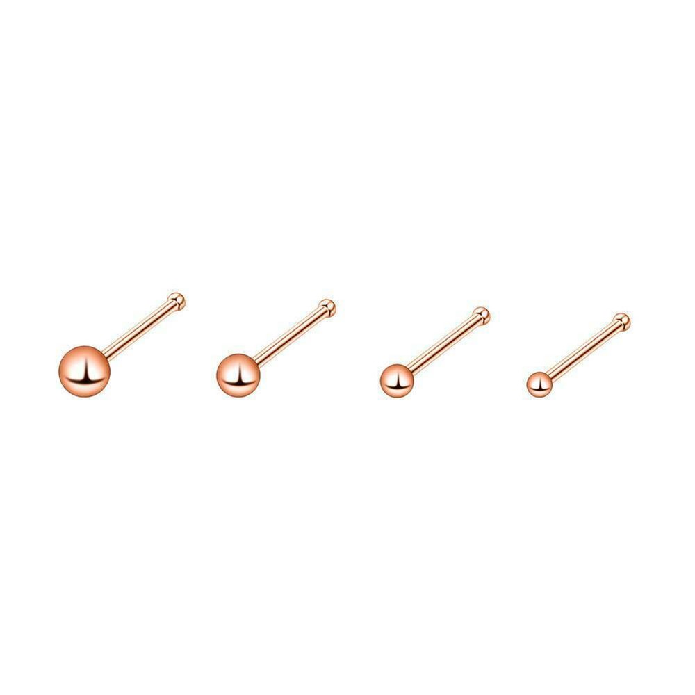 4PCS Pin Shaped Nose Stud 20G Tiny Ball Surgical Steel Nose Ring Bone Studs Set