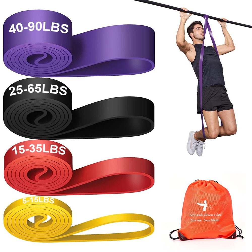 Pull Up Assistance Bands Set 5 LBS - 90 LBS, Long Resistance Bands for Pull Ups