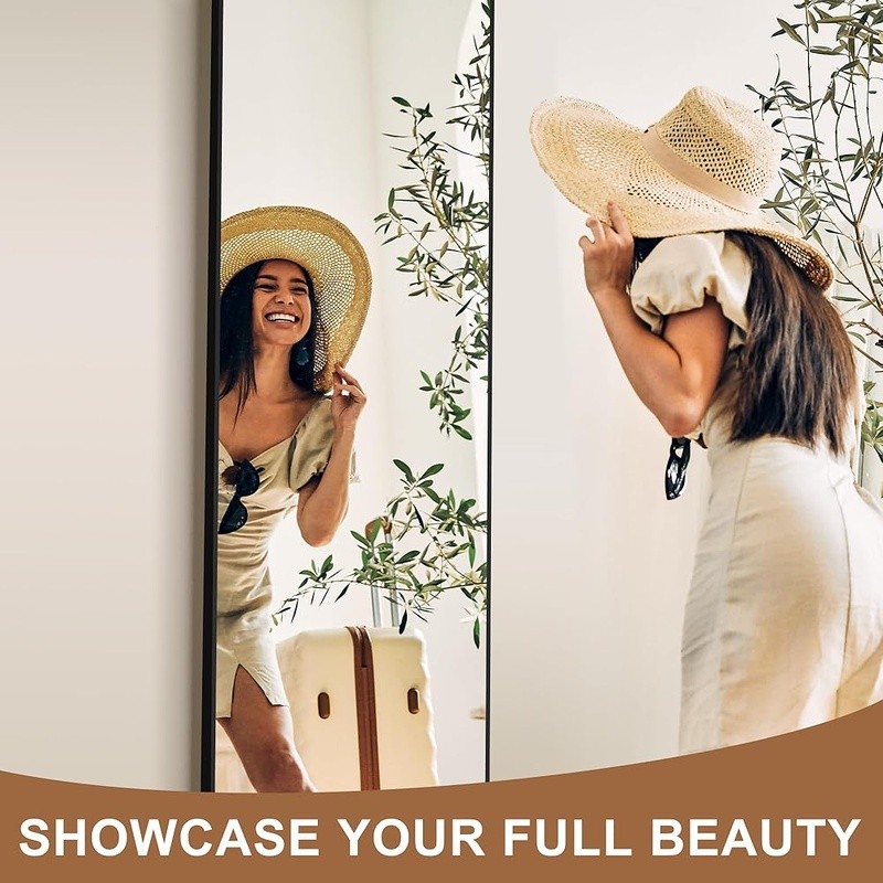 Full Length Standing Mirror HD Reflection Explosion Proof Wall Mount Free Stand