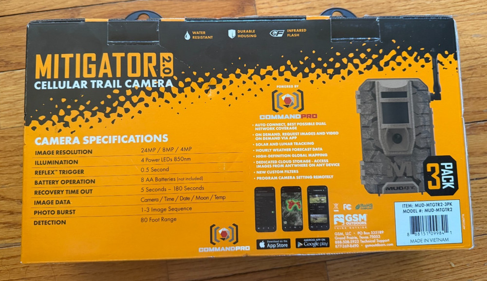 MUD-MTGTR2. Muddy Mitigator 2.0 Cellular Trail Camera 3 Pack Bundle
