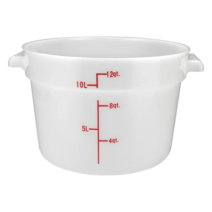 Winco PP Round Storage Container, 12-Quart, White