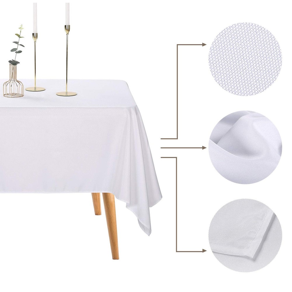 Ascoza 2pack 60x120 Inch White Rectangular Tablecloth 6 Feet Table Cloth in P...