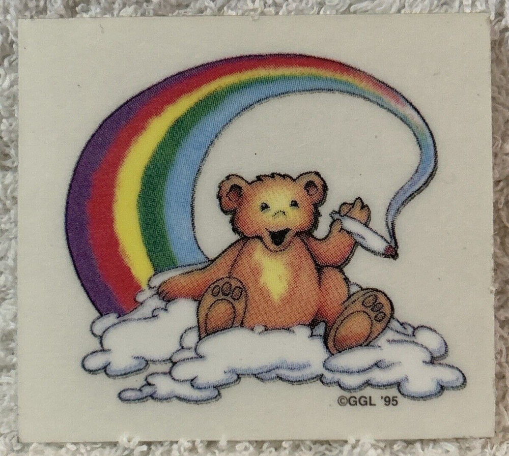Bear In A Cloud with A Rainbow STICKER