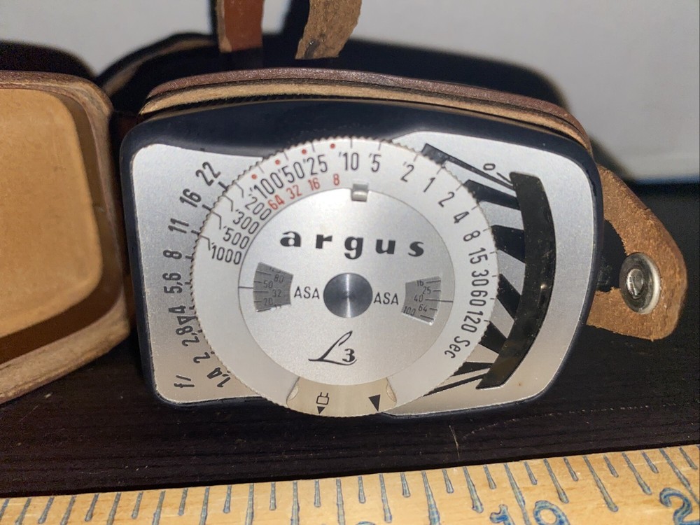 Argus Coated Cintar 50mm Camera W/ Leather Case + Argus Light Meter W/ Case