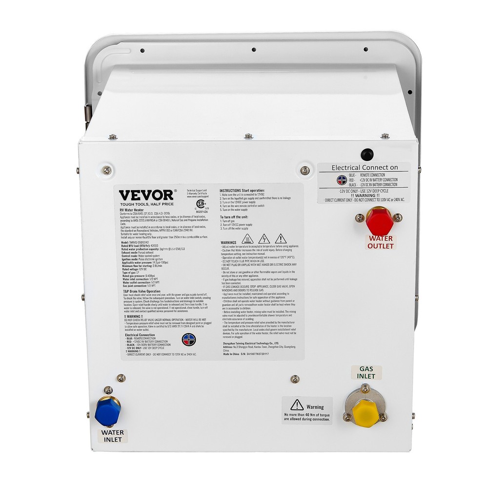 VEVOR RV Tankless Water Heater 15x15 in Propane Gas 42000BTU with Controller