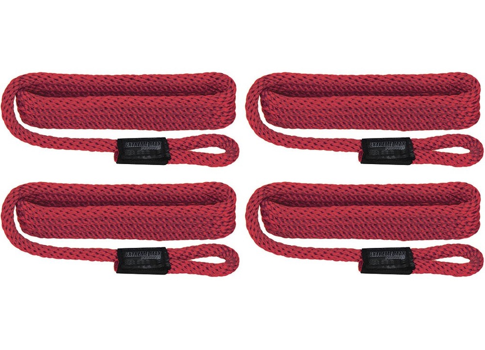 Extreme Max 3006.2989 BoatTector Solid Braid MFP Dock Line 4-Pack 3/8" x 15' Red