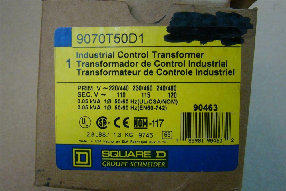 Square D Industrial Control Transformer H19070T75D1