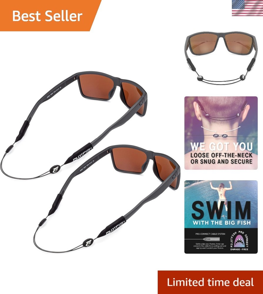 Adjustable Eyewear Retainer Cable Strap 2-Pack, 16 Inch, for Active Lifestyles