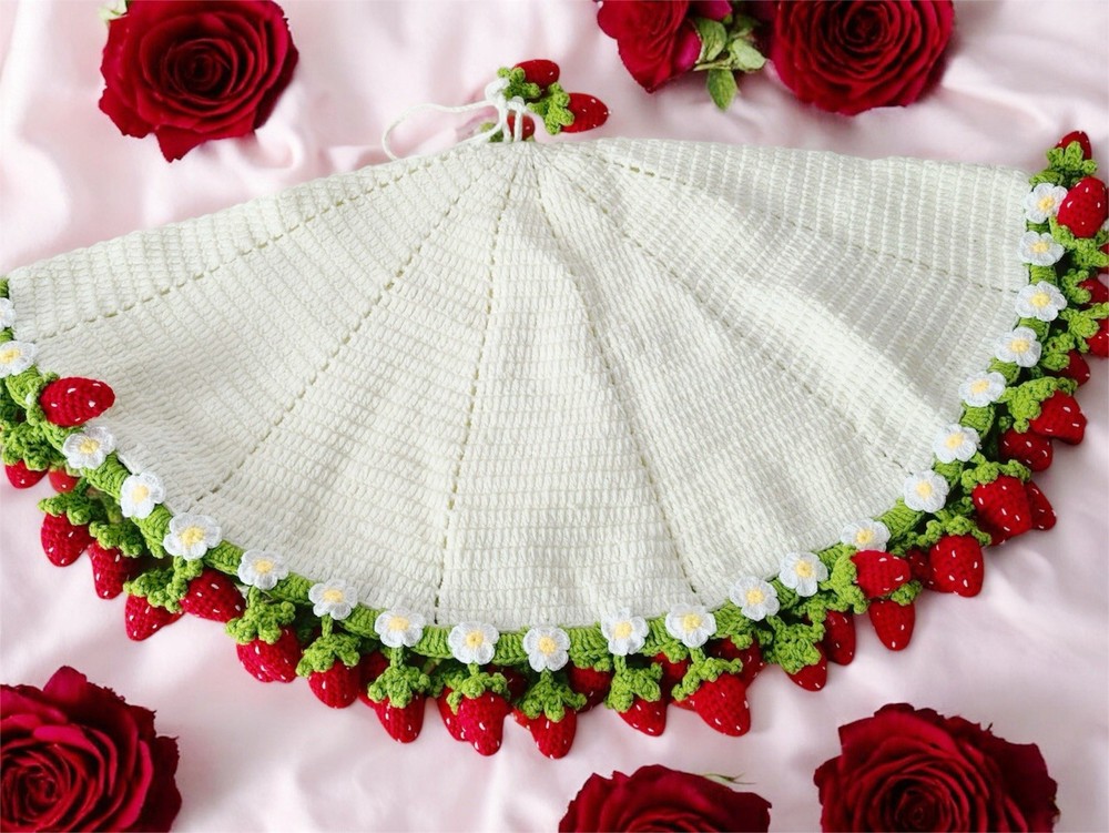 Handmade Crochet Strawberry Bouquet Blanket