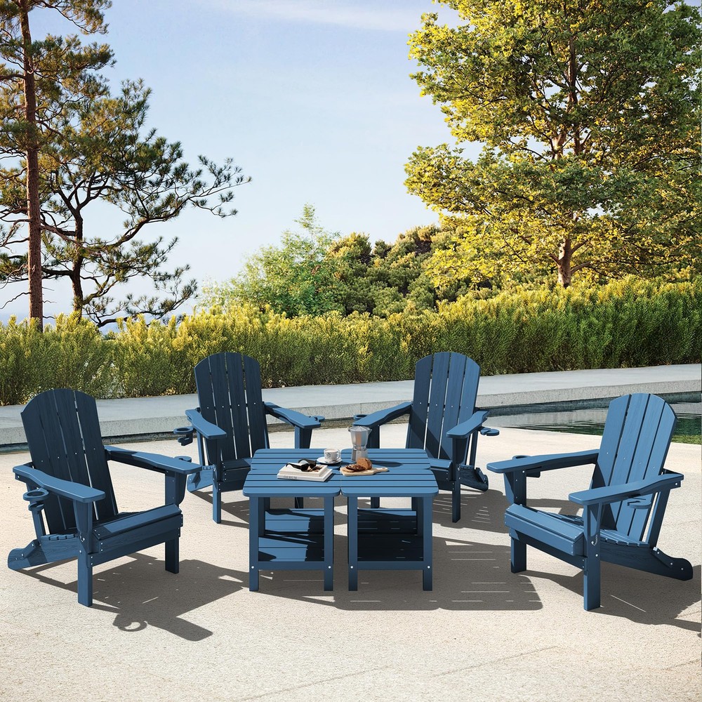 SERWALL Adirondack Table Outdoor Side Table- Blue
