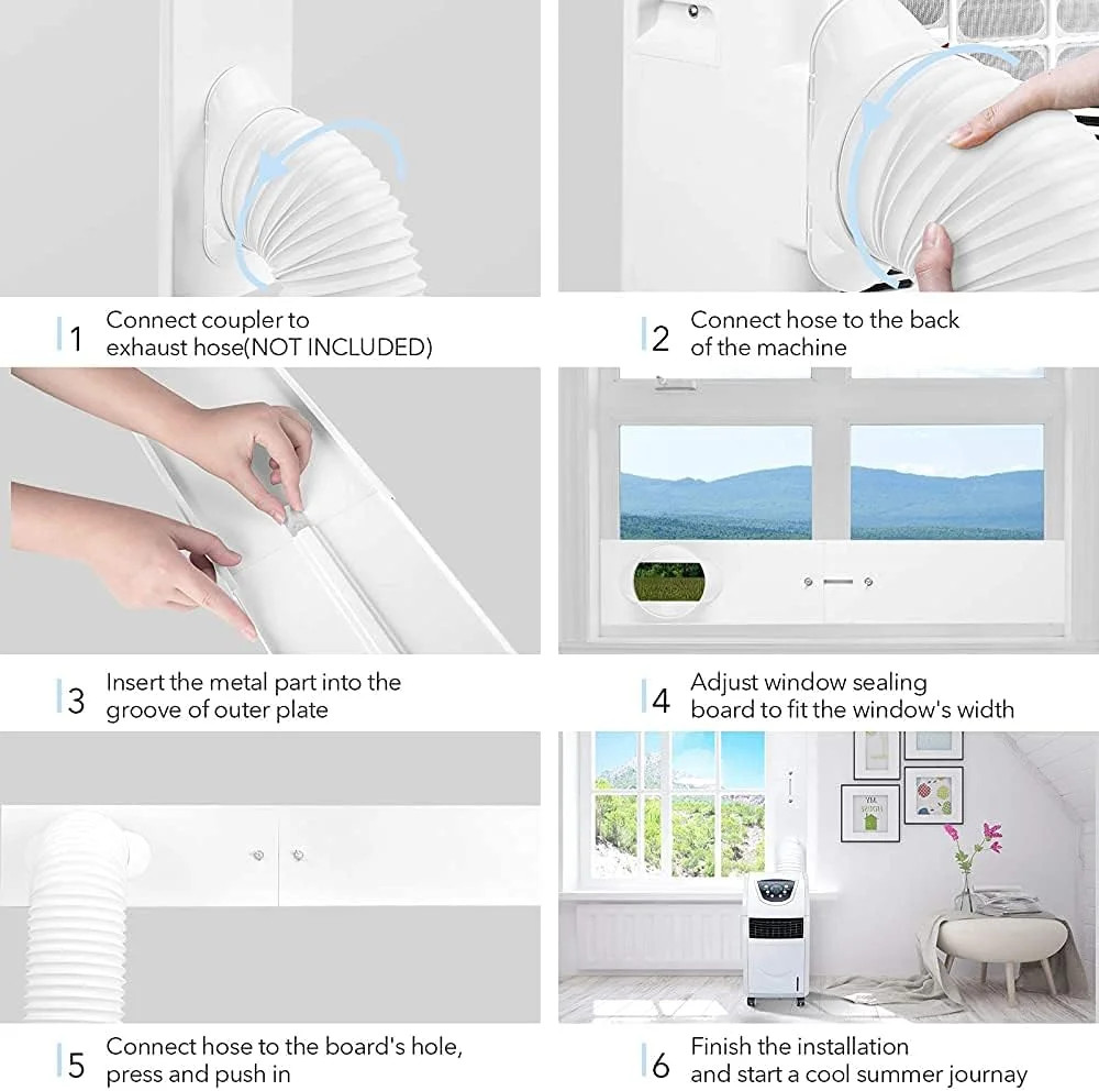 Portable Air conditioner Window Kit, Adjustable Vertical/Horizontal Sliding Wind
