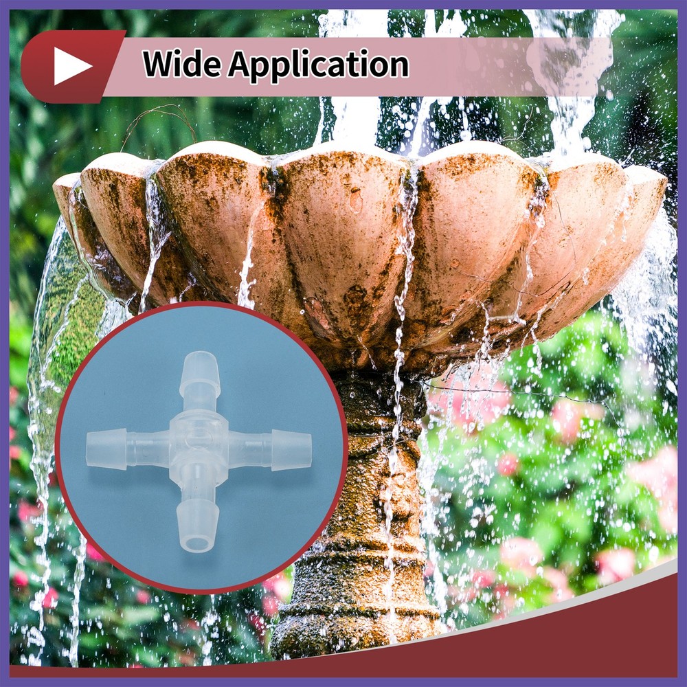 Plastic Hose Barb Fitting 3/16" OD Barb Cross 4*Way Pipe Connector Clear 10Pc