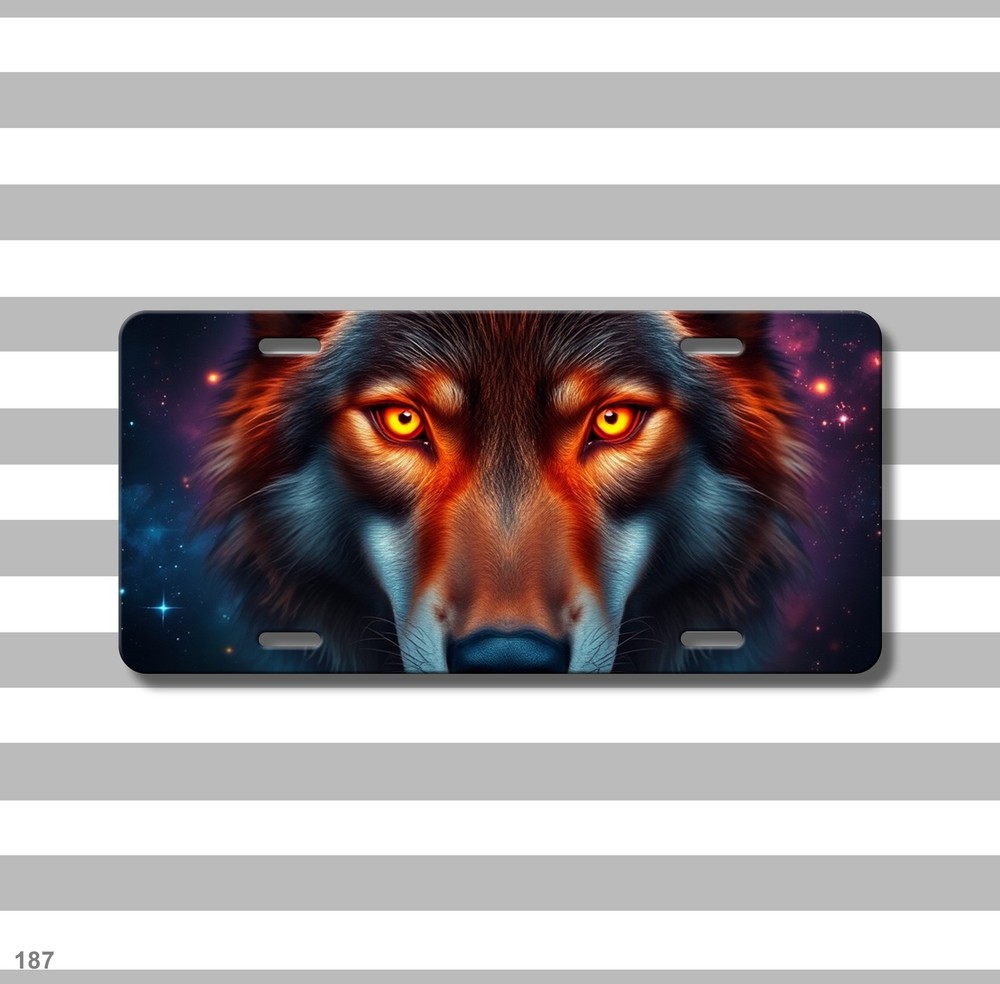 Bold Wolf License Plate Custom Universal Fit Plate Anniversary Gift